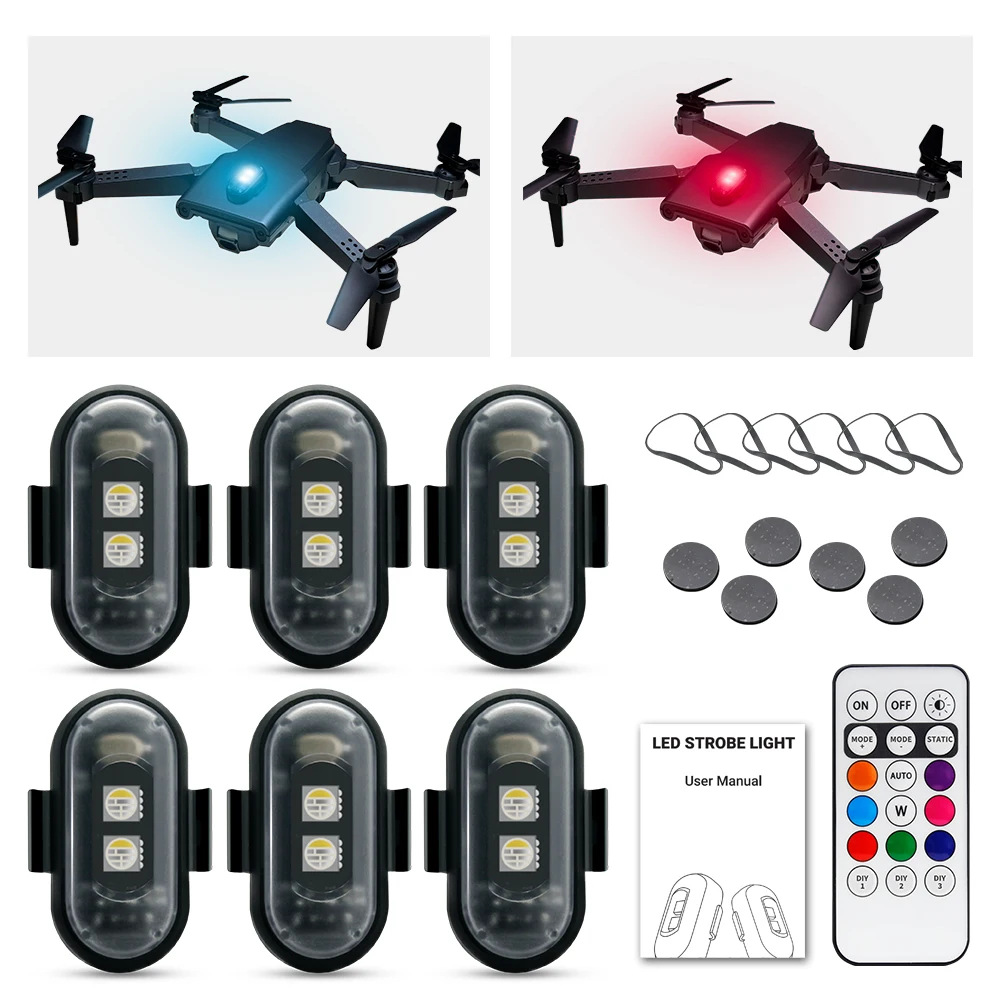 Drone Led Light - Luz estroboscópica para motocicleta, LED RGB