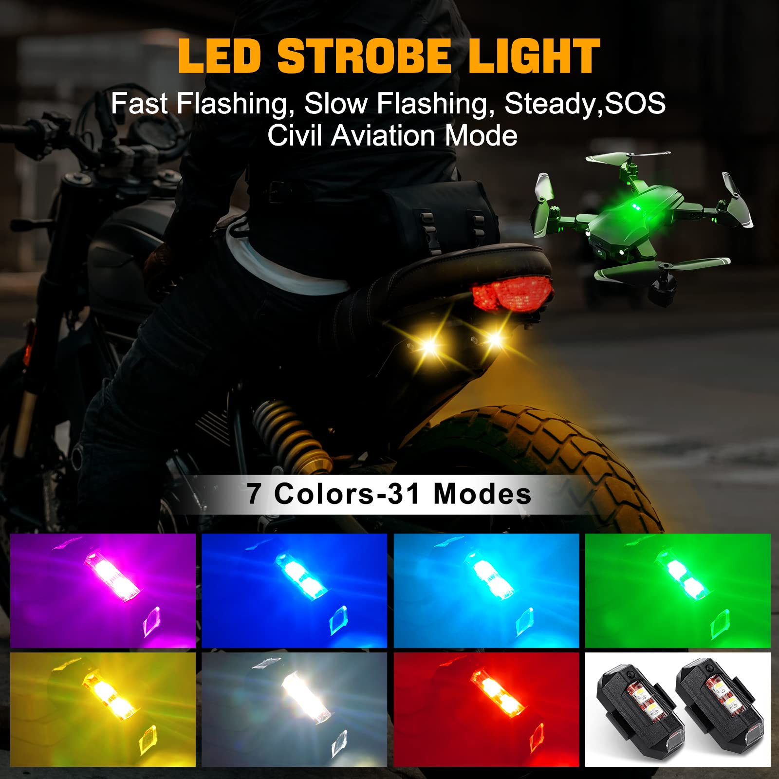 Luces para motocicleta, luz es - Drone Led Light reseña y precio