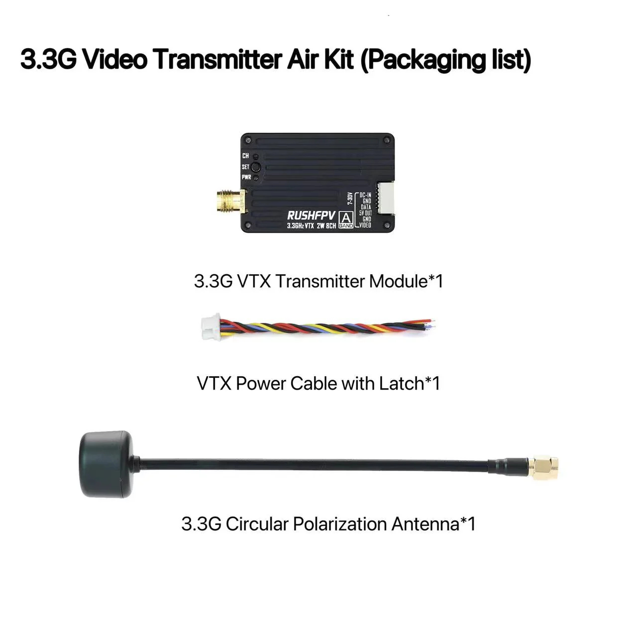Transmisor VTX RUSHFPV 3.3G 2W - Drone Antenna reseña y precio